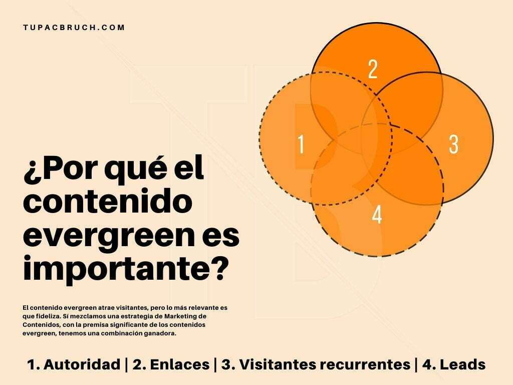 ¿Por qué el contenido evergreen es importante?
1.autoridad
2.enlaces
3.visitantes recurrentes
4.leads