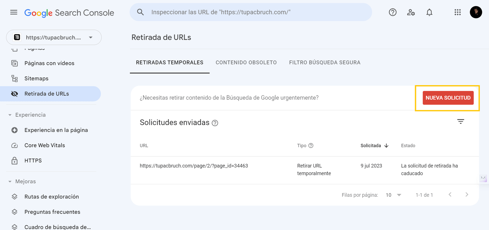 cómo Desindexar recursos en Google Search Console