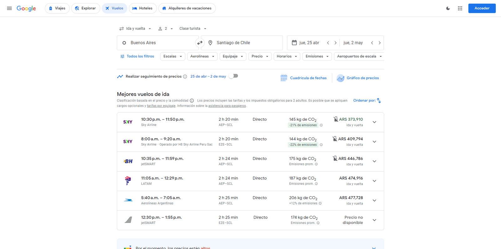 ¿Qué son los Resultados de página en SEO? Ejemplo de vuelos