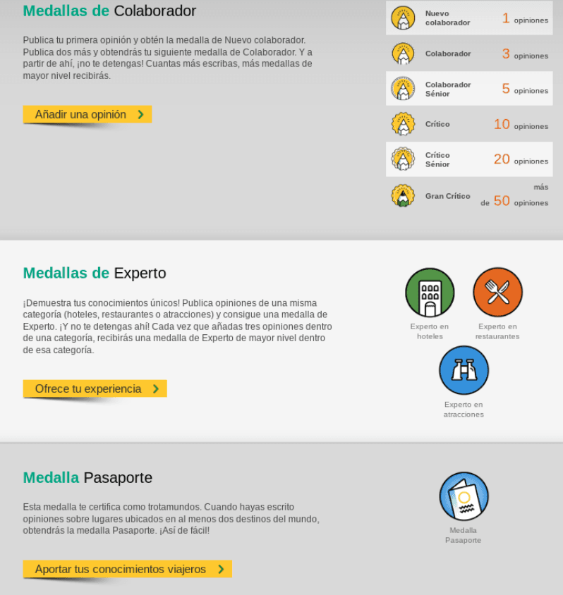 ejemplo de TripColabora con tripadvisor y sus medallas